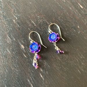 Holly Yashi Purple Hawaiian Lei Earrings